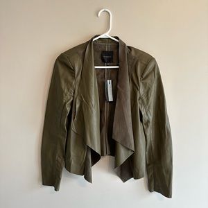 NWT Dynamite Army Green Faux Leather & Suede Blazer | Moto Jacket | Size M